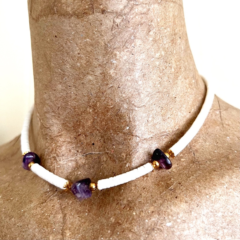 VTG Deadstock Amethyst Shell Necklace